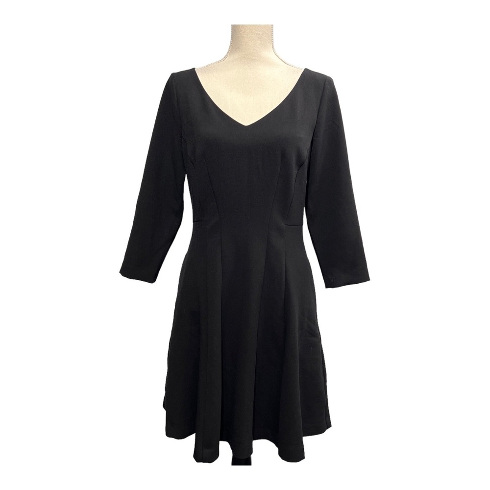 Ann Taylor Dress Black A Line Midi Size 6 Classic Neutral Office Career Capsule